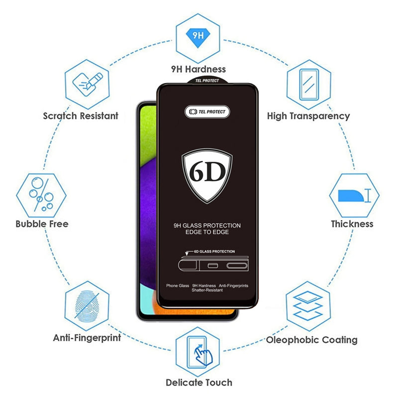 HARTOWANE SZKŁO TEL PROTECT FULL GLUE 6D DO IPHONE 13/13 PRO/16E CZARNE - PAKIET 10 SZTUK