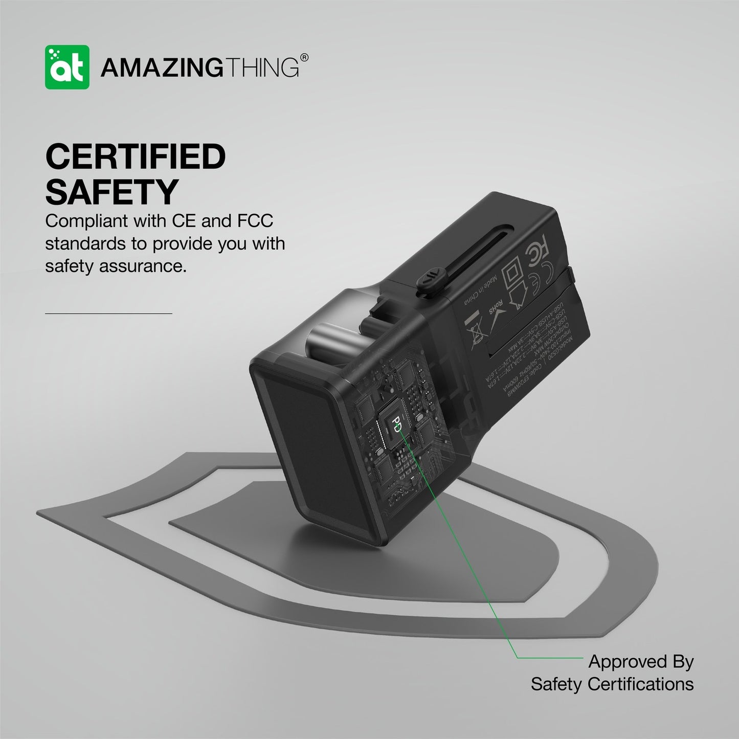 AMAZING THING WALL CHARGER ADAPTER EXPLORER PRO 4 IN 1 EP24004BK US/UK/EU/AU/JP/CN - USB + TYPE C - BLACK
