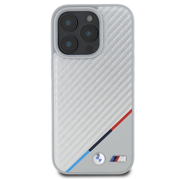 ORIGINAL CASE BMW M CARBON TRICOLOR LINE MAGSAFE BMHMP16L23PUDTS FOR IPHONE 16 PRO GREY
