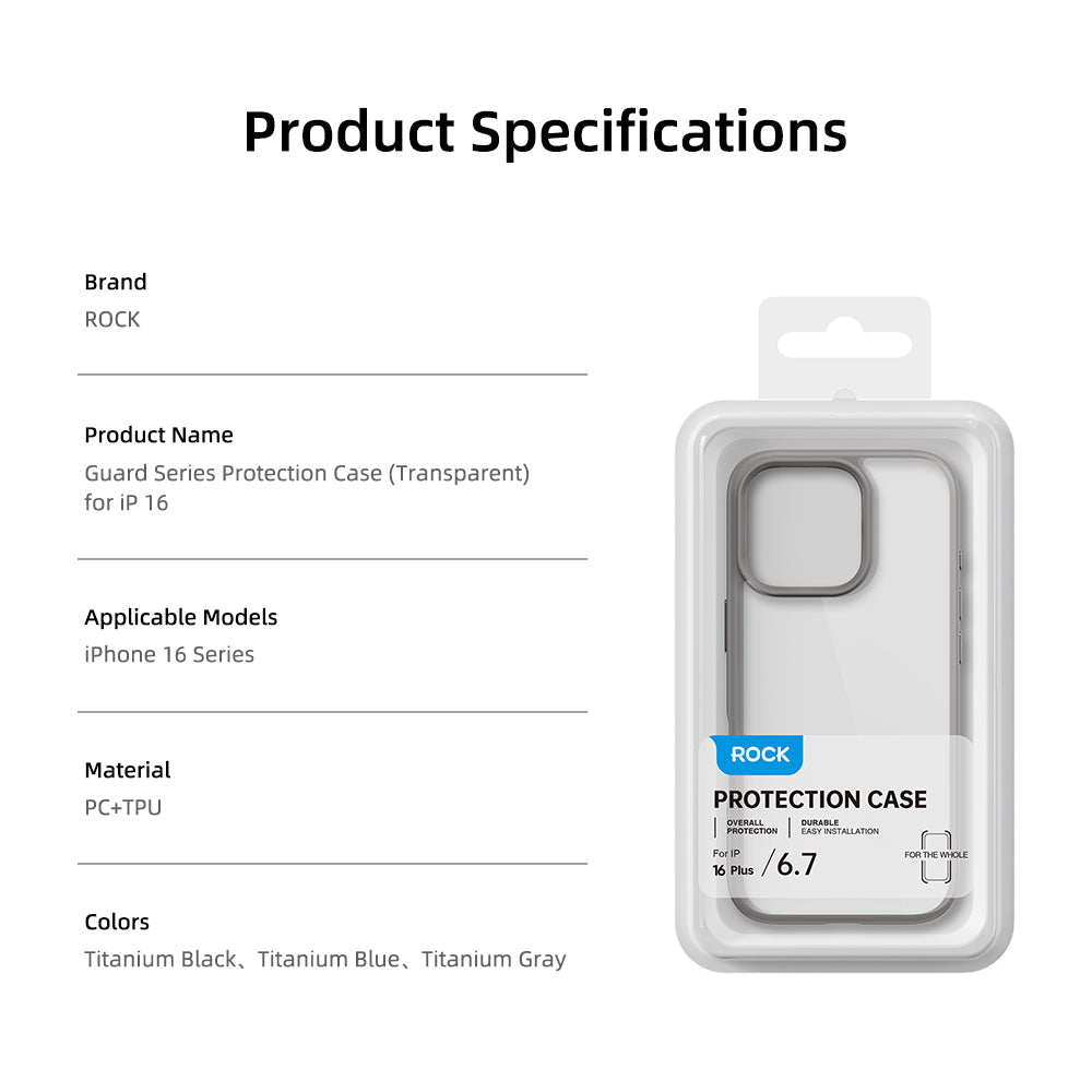 ROCK ETUI GUARD SERIES DO IPHONE 16 PRO MAX PRZEZROCZYSTO-SZARE