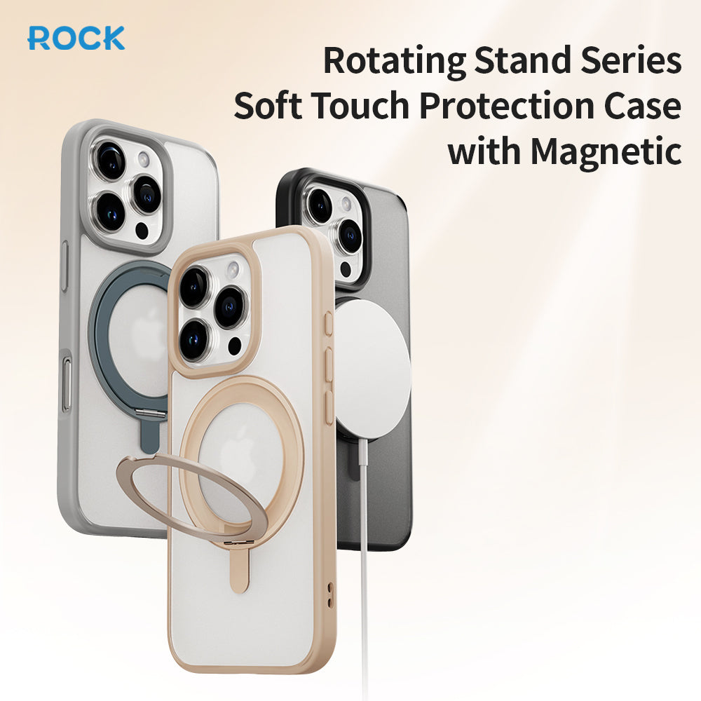 ROCK ETUI ROTATING STAND SOFT TOUCH SERIES MAGNETIC DO IPHONE 16 PRO ZŁOTE