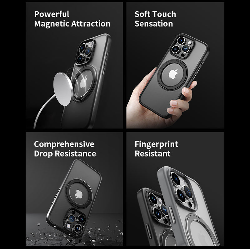 ROCK ETUI CRYSTAL ROTATING TOUCH SERIES MAGNETIC DO IPHONE 16 PRO CZARNE