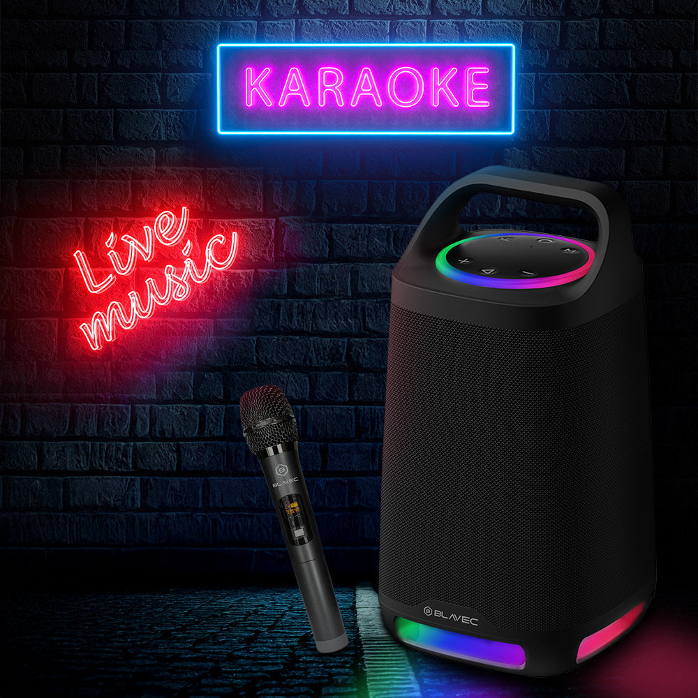 BLAVEC GŁOŚNIK BEZPRZEWODOWY BLUETOOTH TWS WS-01 KARAOKE - 160W Z MIKROFONEM (WS01-MB) CZARNY