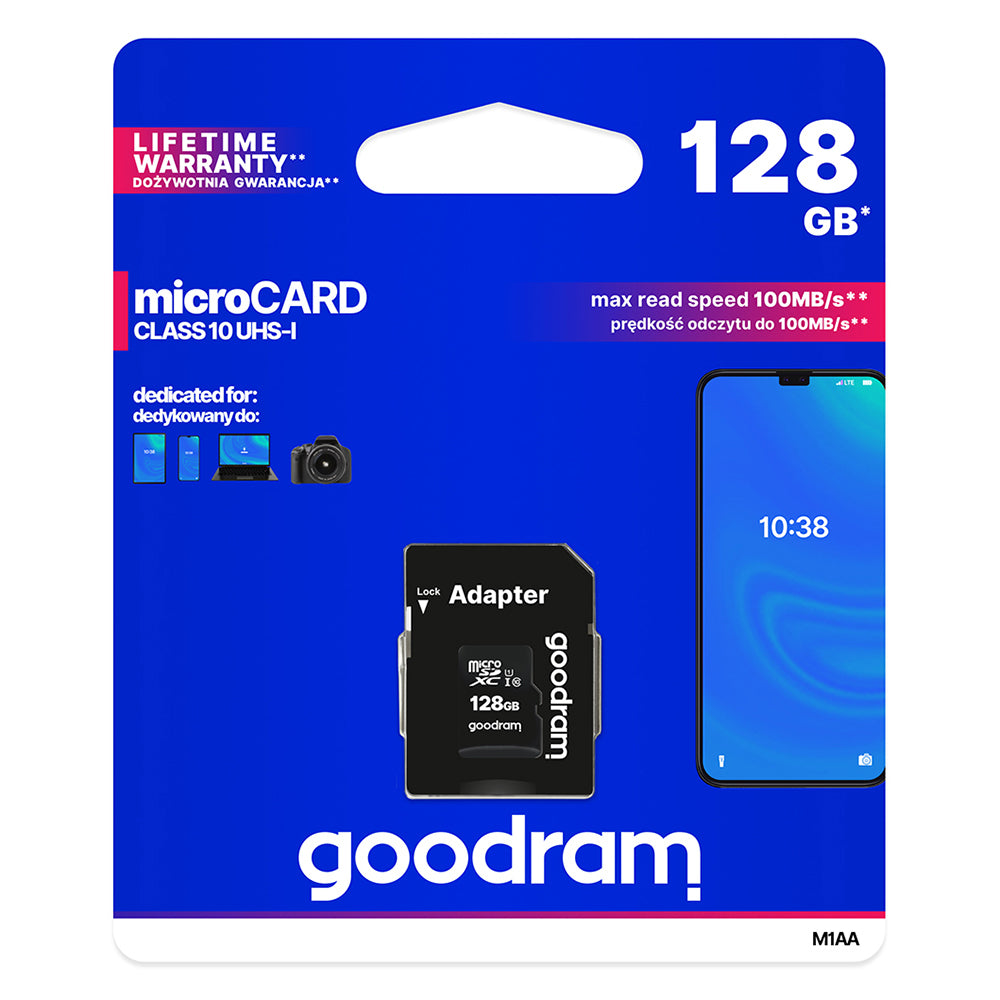 KARTA PAMIĘCI MICRO SD GOODRAM - 128GB Z ADAPTEREM UHS I CLASS 10 100MB/S
