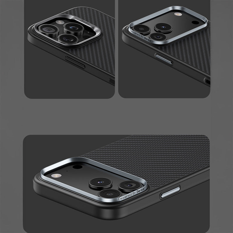 BENKS ETUI MAGNETIC ARMOR PRO KEVLAR METAL FRAME 600D (A070) DO IPHONE 17 PRO MAX CZARNY (CAMERA CONTROL BUTTON)