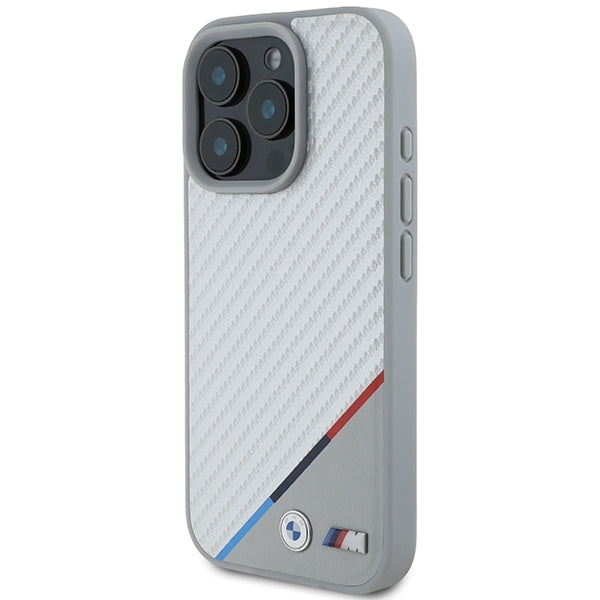ORIGINAL CASE BMW M CARBON TRICOLOR LINE MAGSAFE BMHMP16L23PUDTS FOR IPHONE 16 PRO GREY
