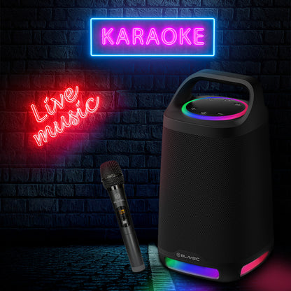 BLAVEC GŁOŚNIK BEZPRZEWODOWY BLUETOOTH TWS WS-01 KARAOKE - 160W Z MIKROFONEM (WS01-MB) CZARNY