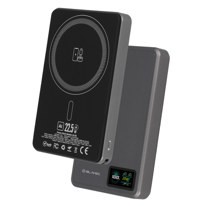 BLAVEC POWER BANK 10000MAH BJ-03 SLIM 13,5MM - TYPE C - 22,5W MAGNETIC MAGSAFE 3 IN 1 (PBBJ03-MC10G) GREY
