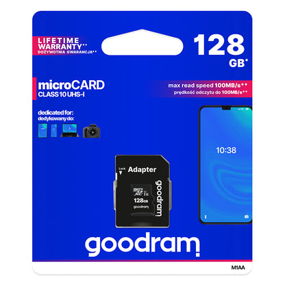 KARTA PAMIĘCI MICRO SD GOODRAM - 128GB Z ADAPTEREM UHS I CLASS 10 100MB/S